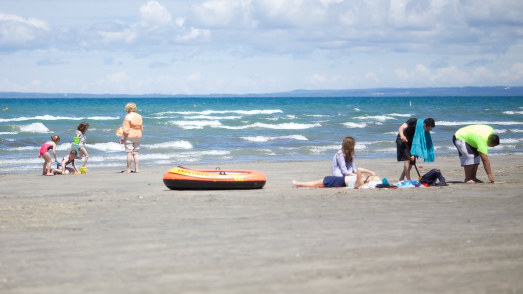 Wasaga Beach Provincial Park showing a sandy beach as well as a small group of people