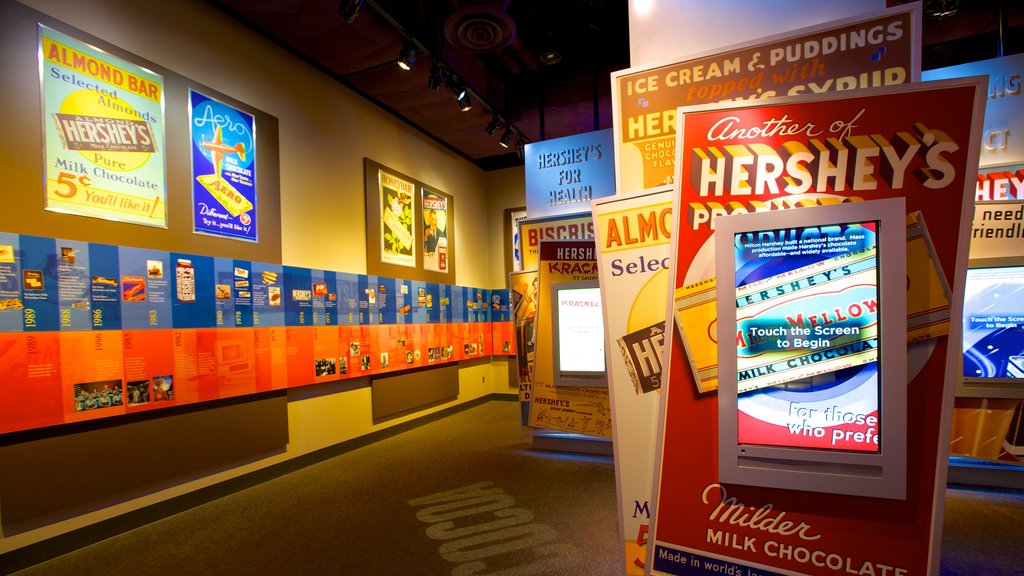 The Hershey Story Museum featuring interior views and signage