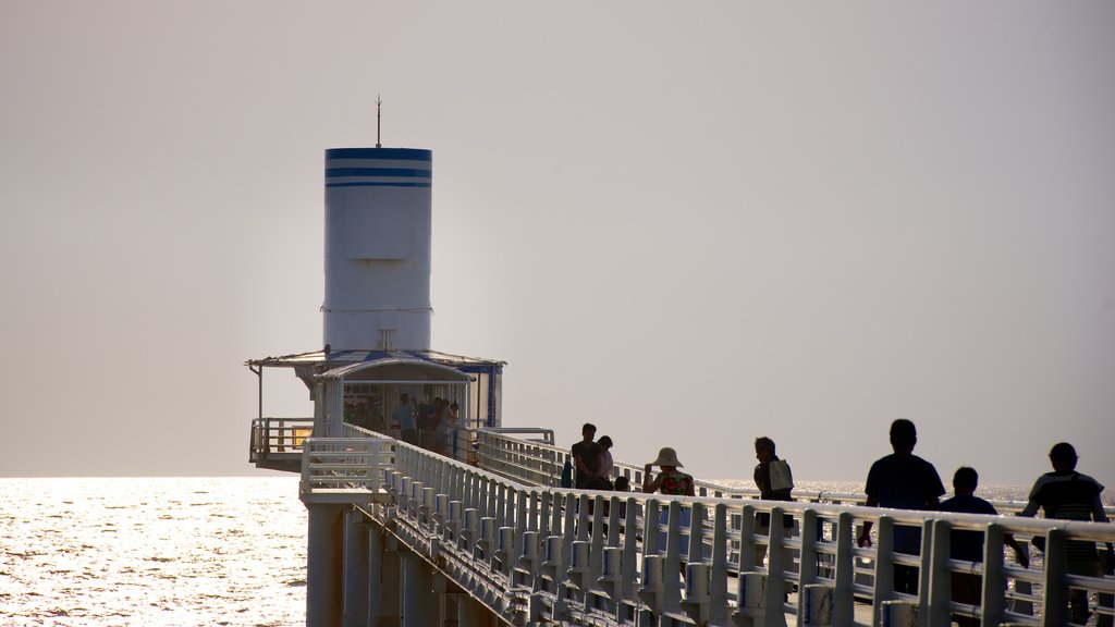 Parque Marino Busena mostrando vista general a la costa y vista y también un pequeño grupo de personas