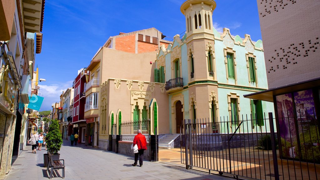 Malgrat de Mar showing a small town or village, street scenes and heritage architecture