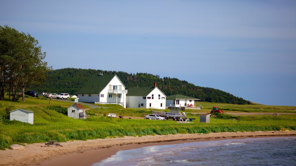 Ingonish which includes a sandy beach and a house