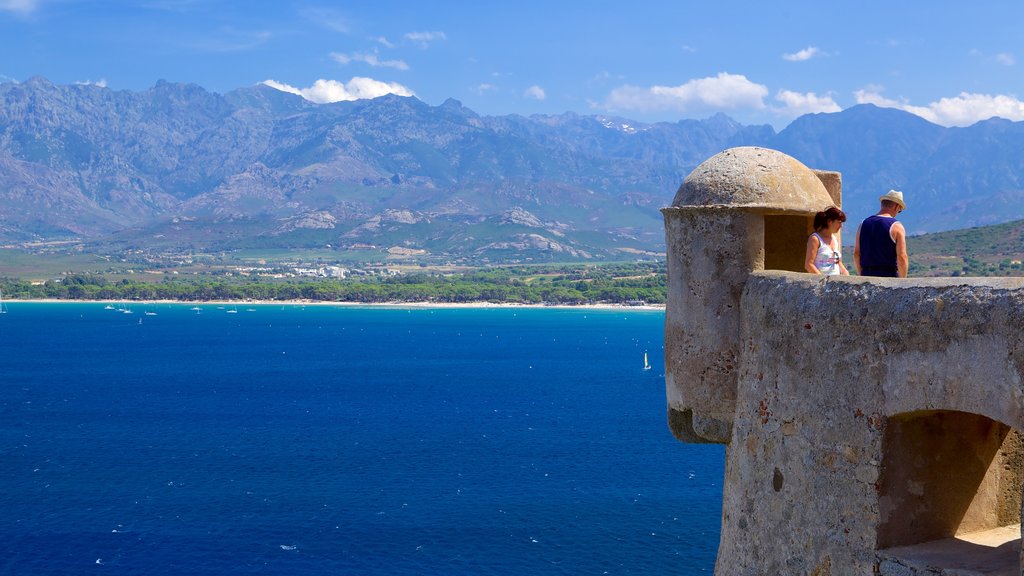 Chapelle de Notre Dame de la Serra which includes views, heritage architecture and general coastal views