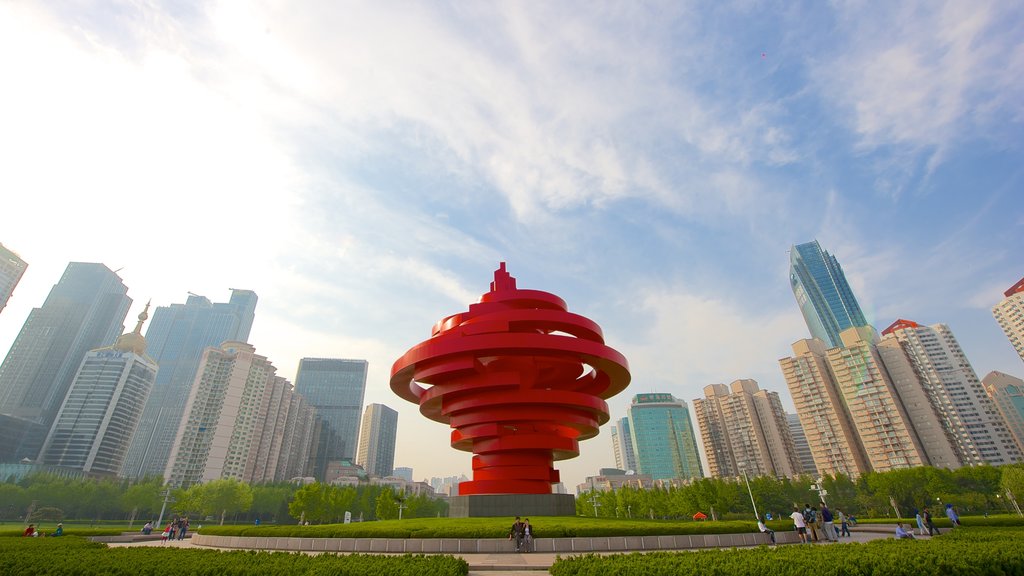 May Fourth Square featuring a city and outdoor art