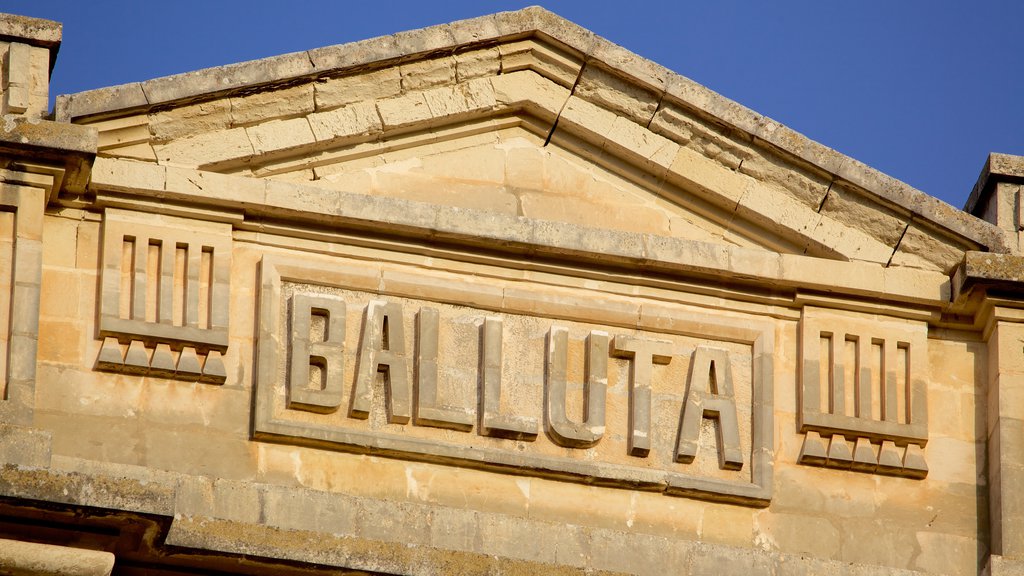 Balluta Bay showing signage and heritage architecture