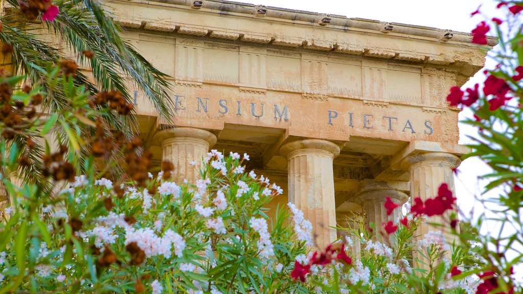 Lower Barrakka Gardens showing heritage architecture and flowers