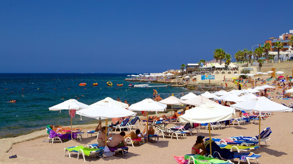 Bugibba Beach showing a beach