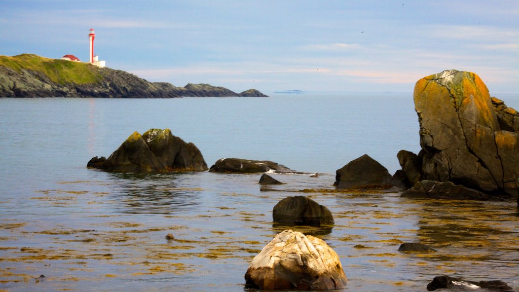 Mercusuar Tanjung Forchu menunjukkan tebing pantai