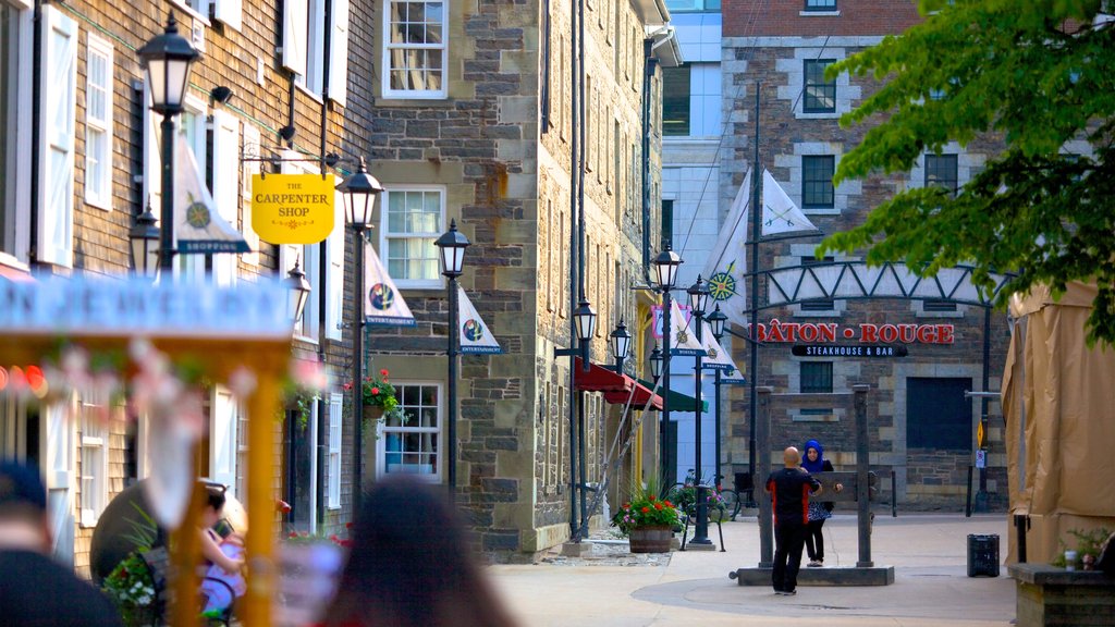 Halifax Waterfront Boardwalk showing street scenes, a house and a city