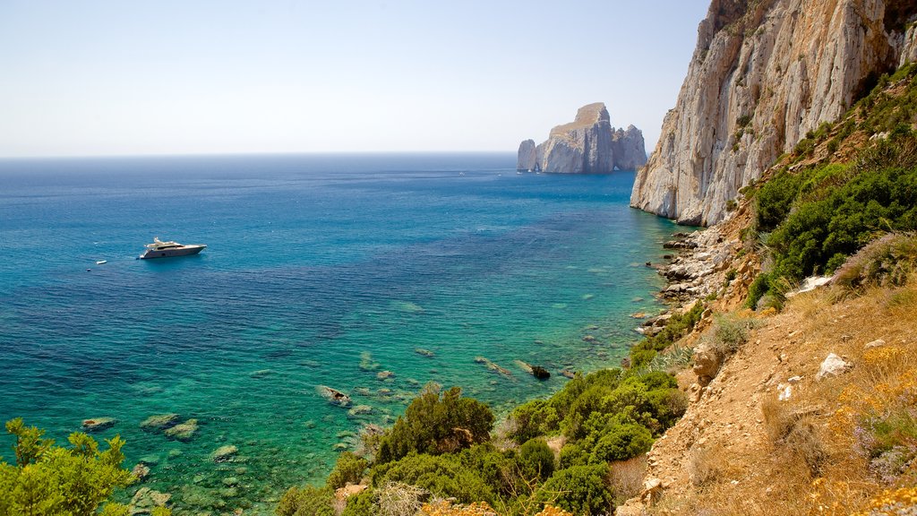 Porto Flavia showing rocky coastline