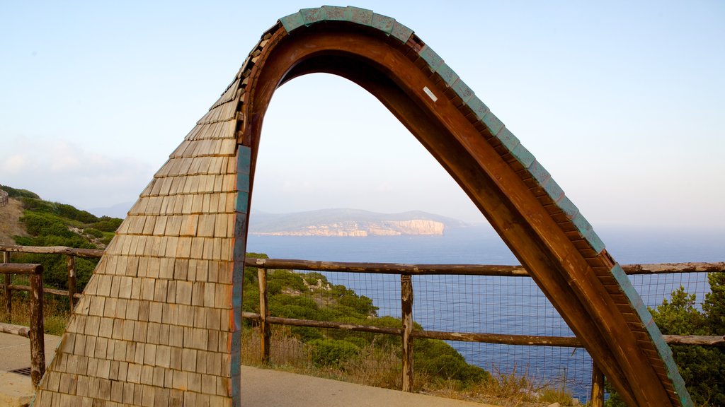 Capo Caccia showing general coastal views and outdoor art