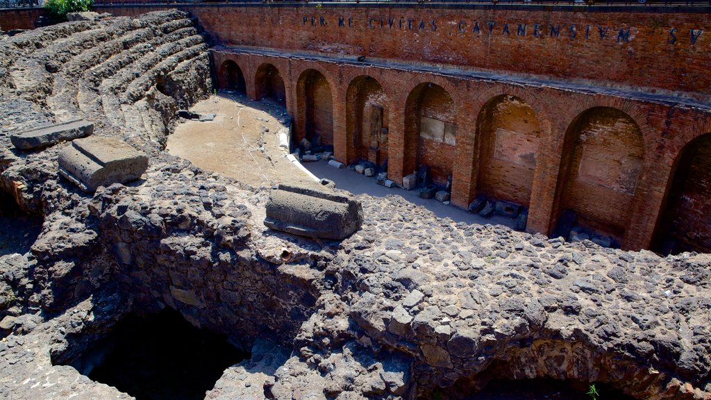 Roman Amphitheater showing building ruins