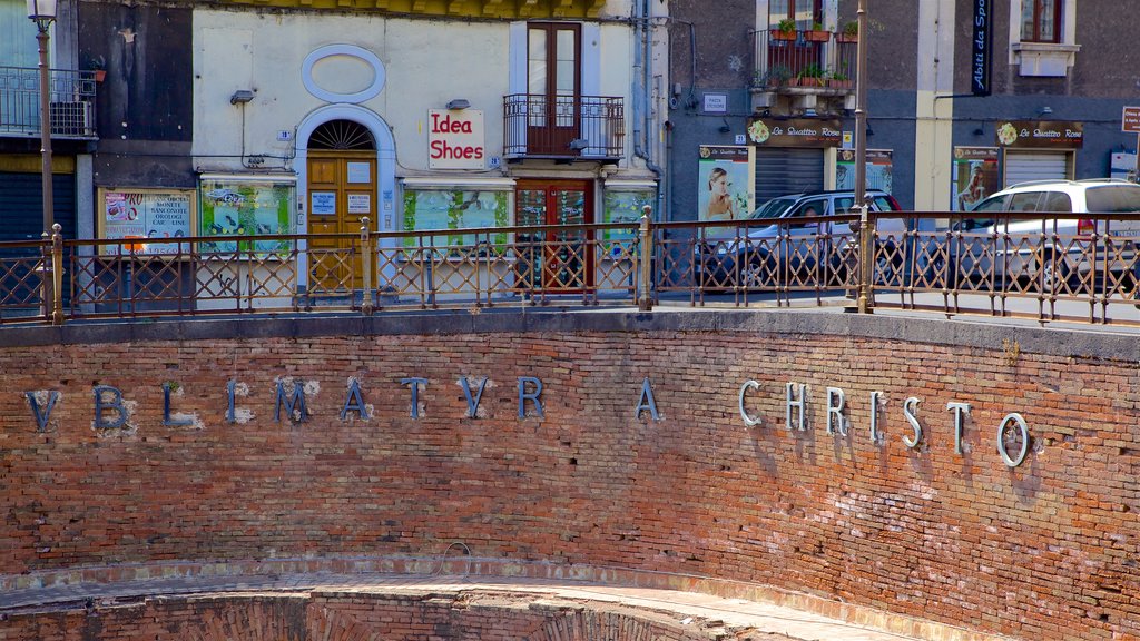 Roman Amphitheater featuring signage