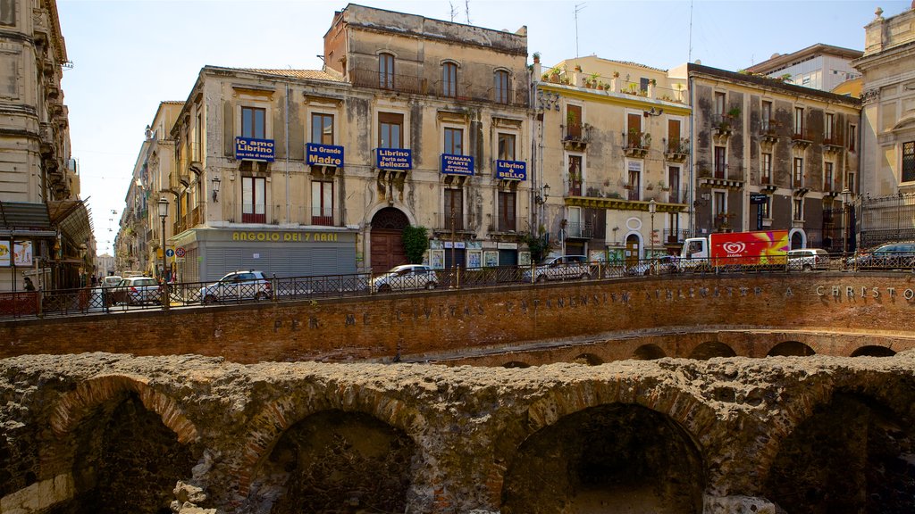 Anfiteatro romano mostrando arquitectura patrimonial y una ruina