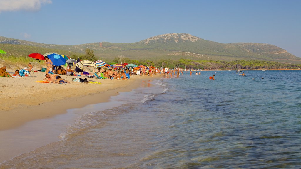 Strand von Mugoni mit einem Sandstrand sowie große Menschengruppe