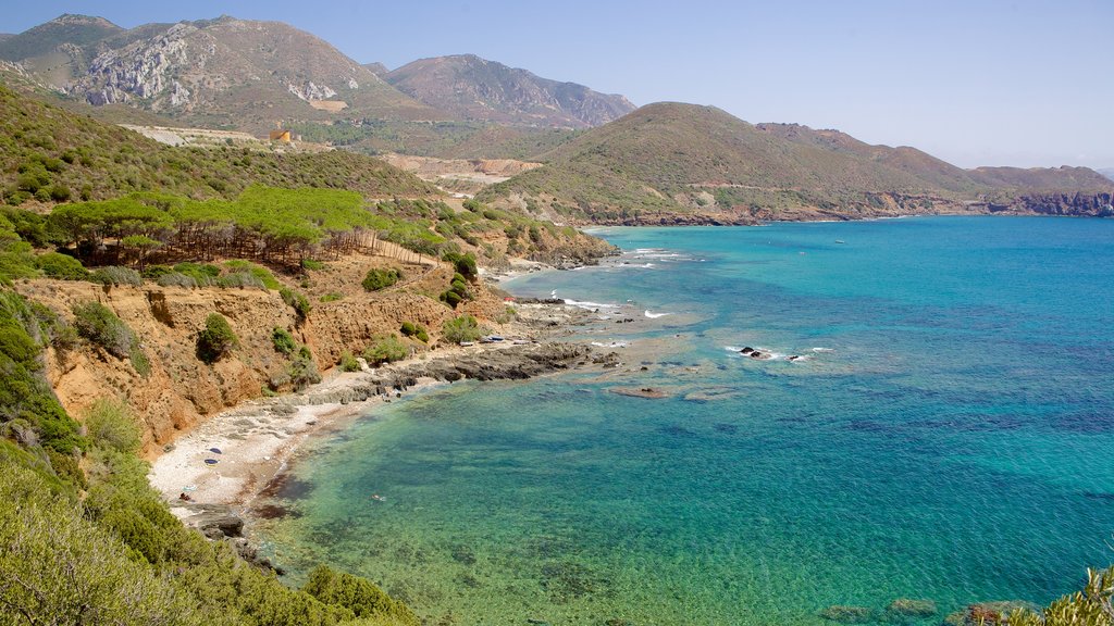 Porto Flavia showing rugged coastline