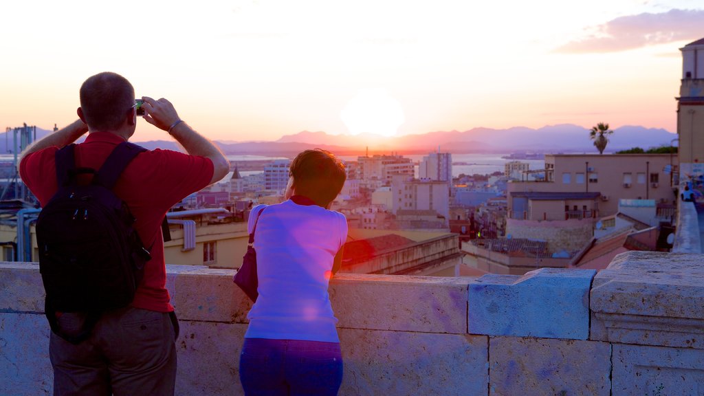 Bastion of Saint Remy showing a sunset, views and a city