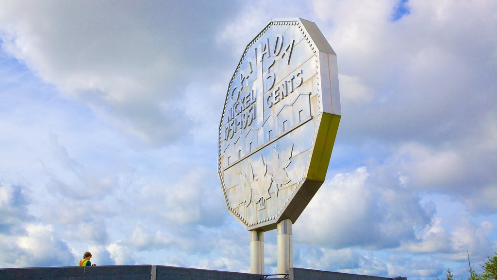 Dynamic Earth showing outdoor art and signage