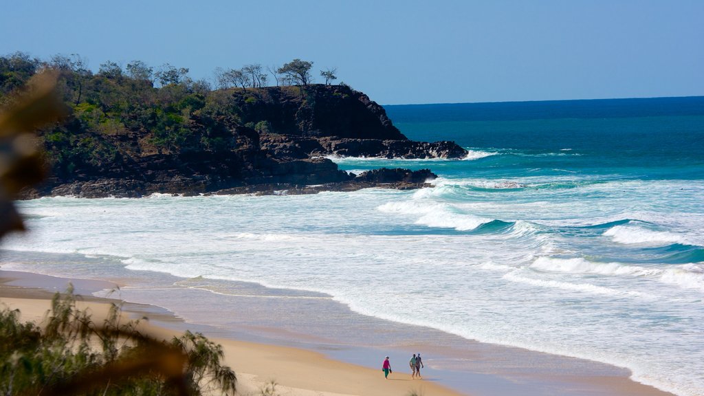 Sunshine Beach featuring rocky coastline, landscape views and a beach