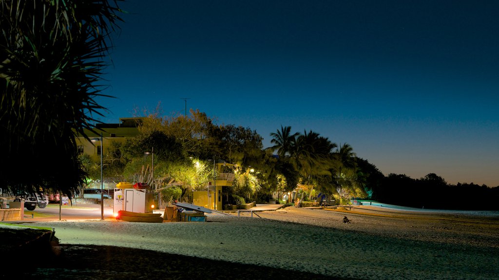 Hastings Street featuring a beach and night scenes