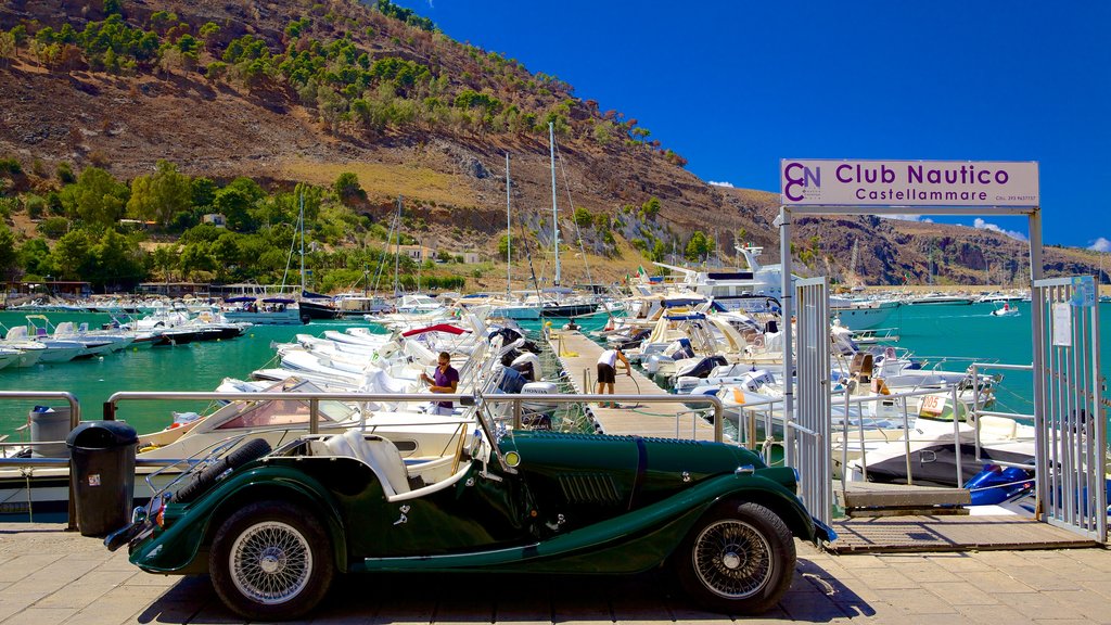 Castellammare del Golfo which includes a bay or harbour, a marina and general coastal views