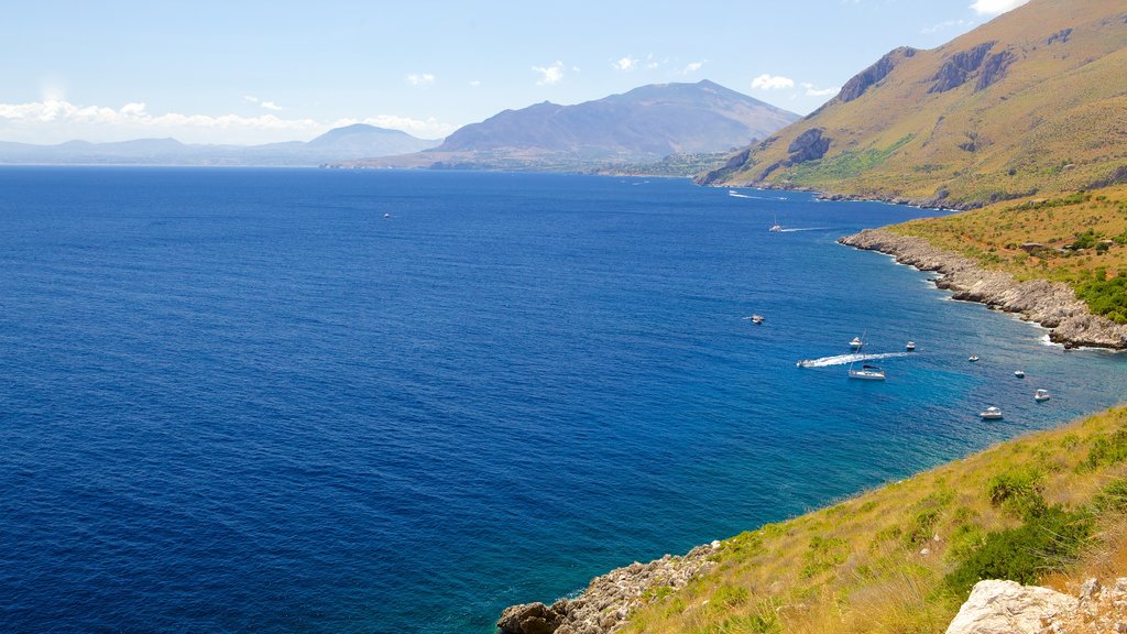 Zingaro Beach which includes general coastal views, landscape views and rocky coastline