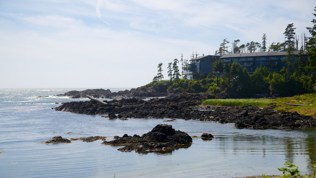 Ucluelet Big Beach showing rocky coastline