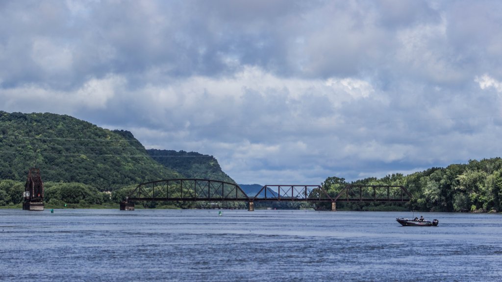 La Crosse featuring a river or creek, landscape views and a bridge