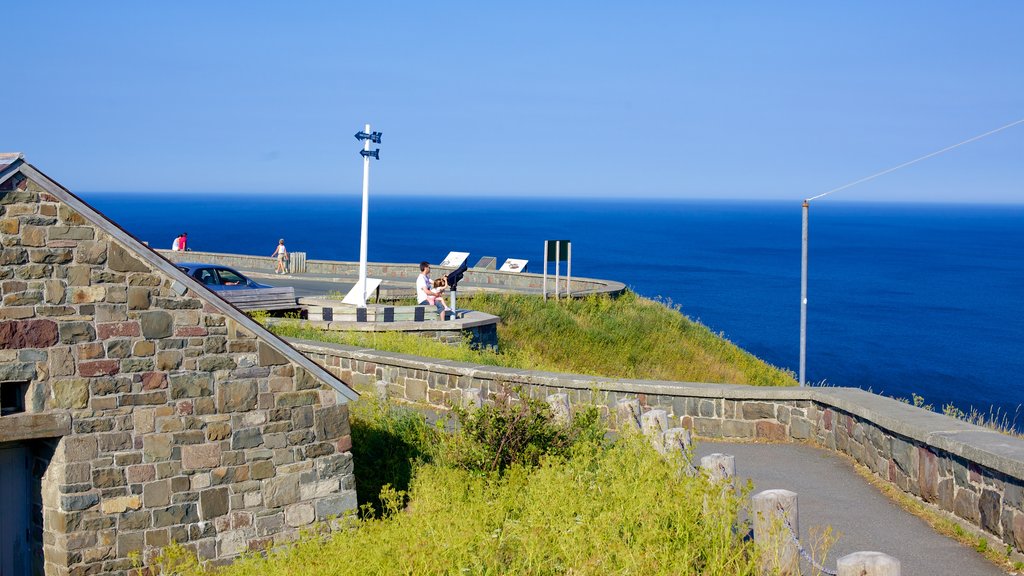 Cabot Tower featuring general coastal views and heritage elements