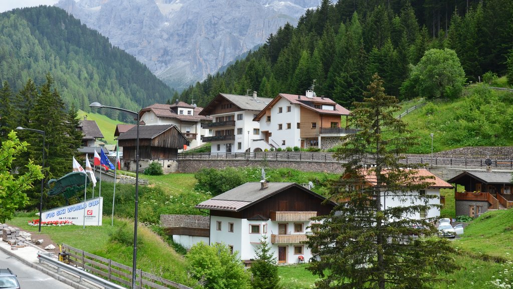 Selva di Val Gardena ofreciendo una pequeña ciudad o pueblo