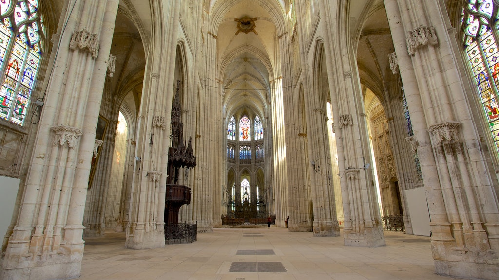 Iglesia de Saint-Ouen que incluye vistas interiores y una iglesia o catedral