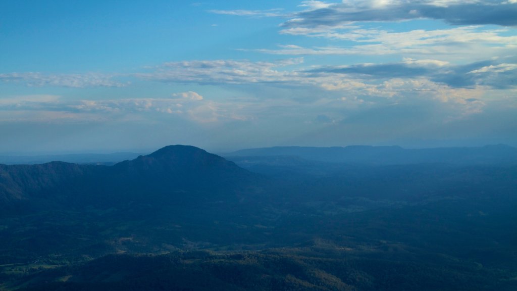 Mount Warning which includes mist or fog and landscape views