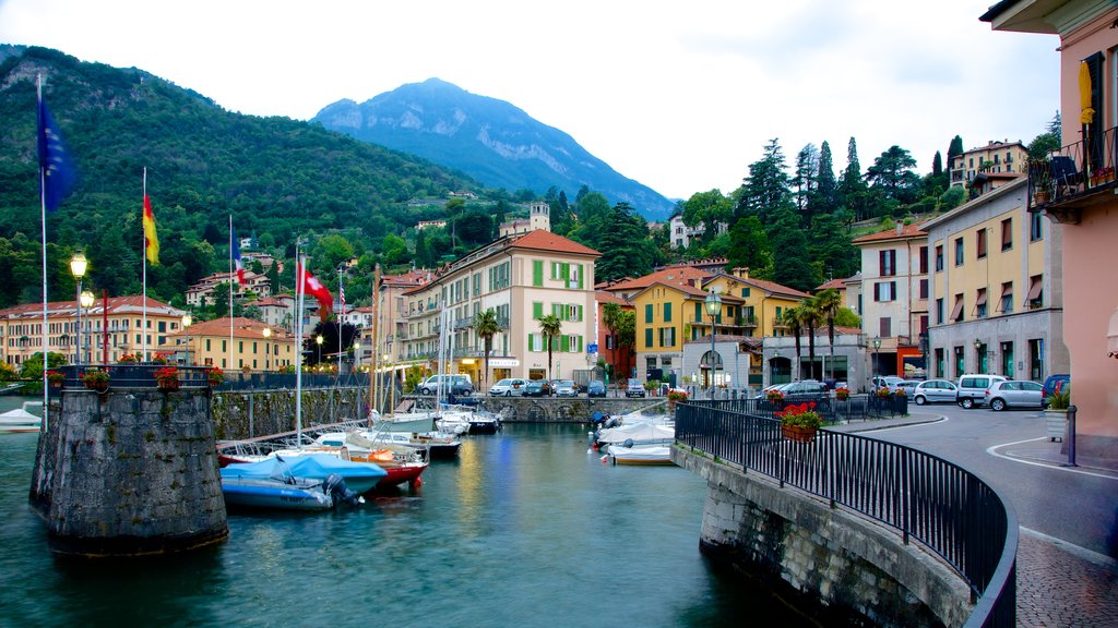 Menaggio which includes a coastal town, a marina and general coastal views