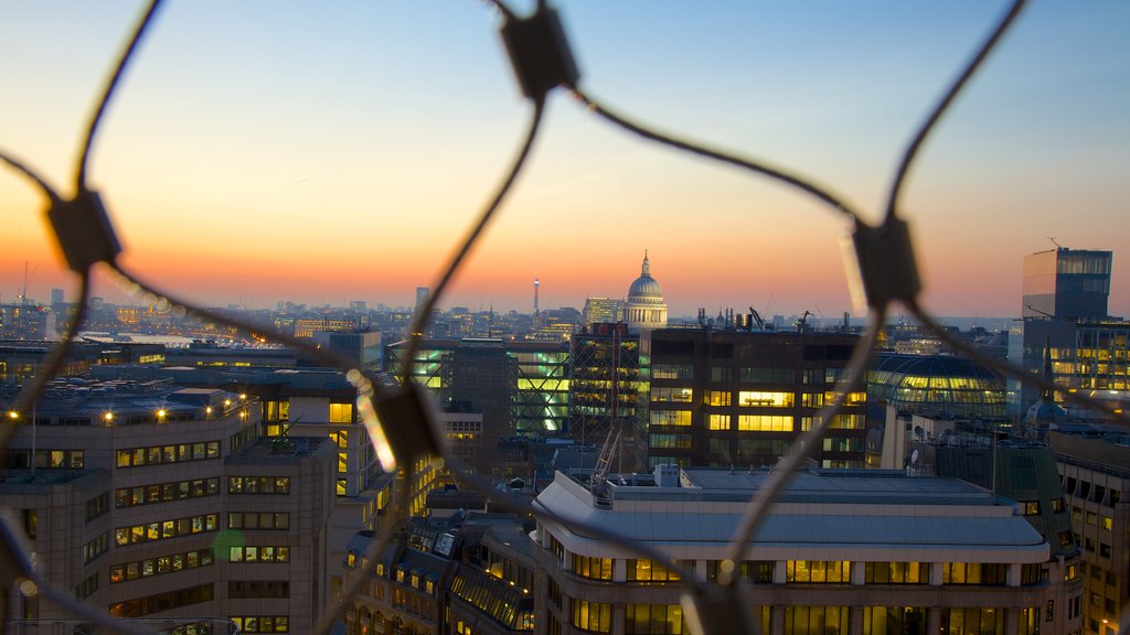 The Monument featuring a sunset and a city