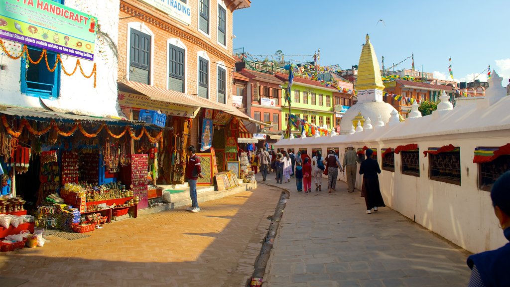 Boudhanath which includes a city