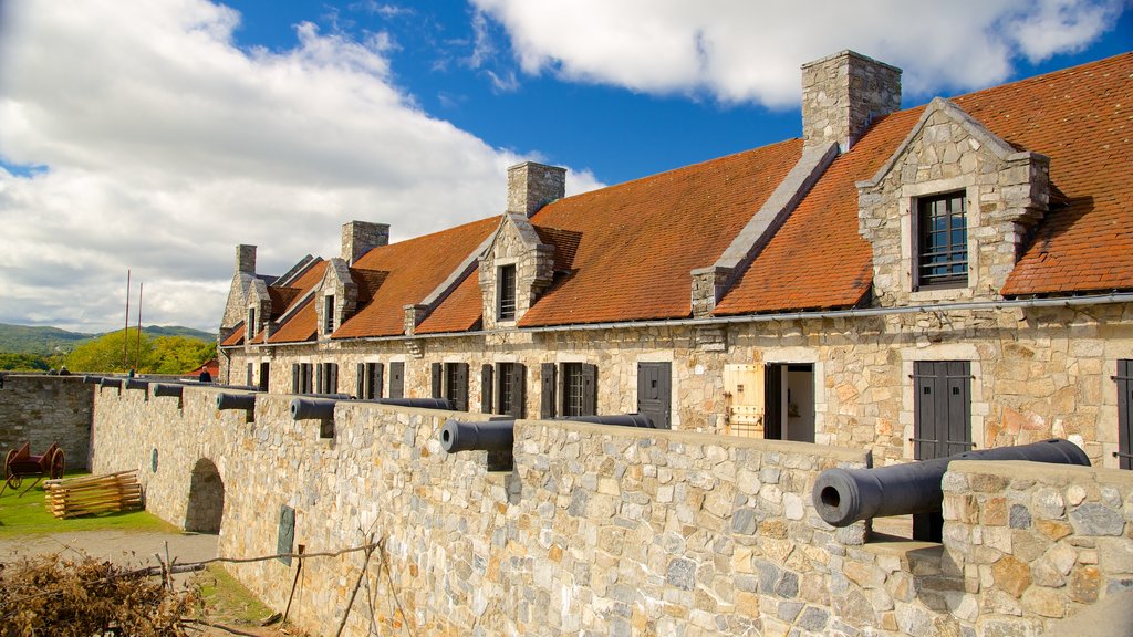 Fort Ticonderoga which includes a castle, heritage elements and military items