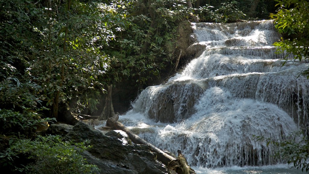 Parque Nacional de Erawan ofreciendo una cascada