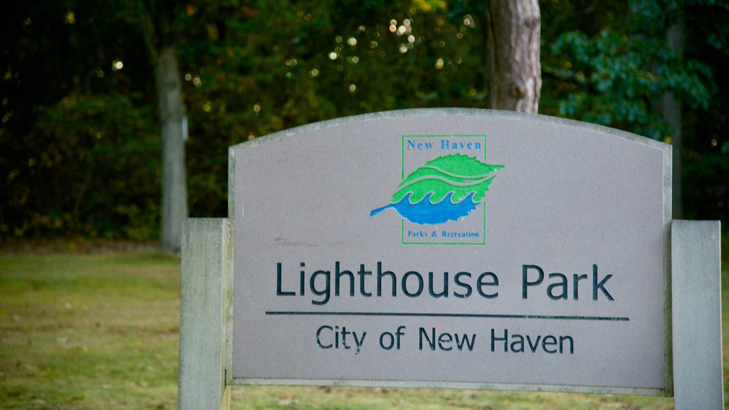 Lighthouse Point Park featuring signage