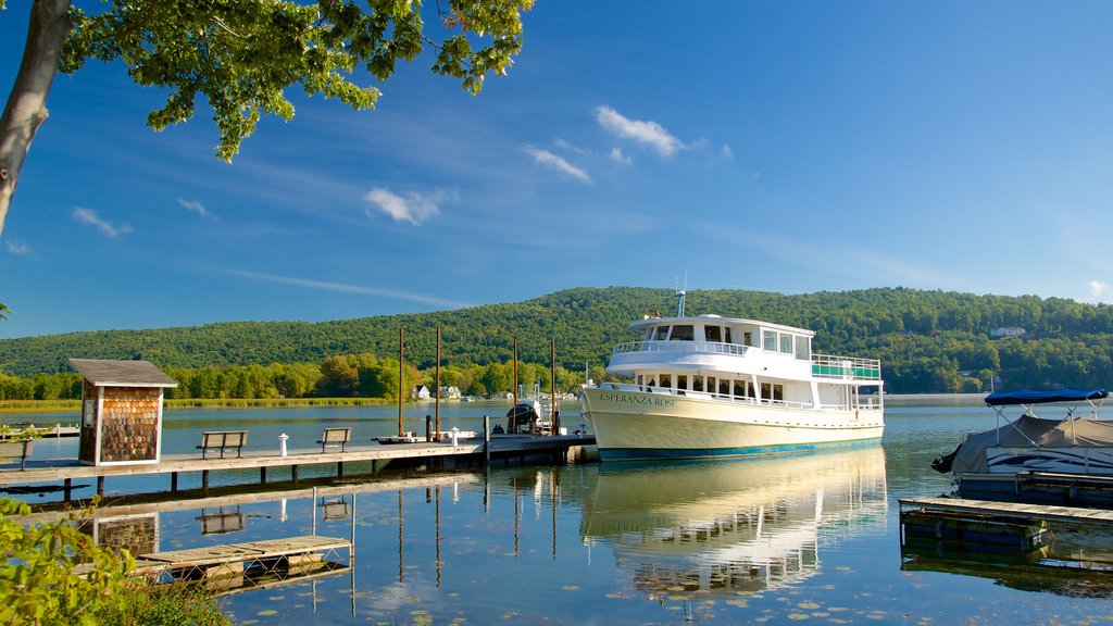 Keuka Lake State Park showing boating, a bridge and a lake or waterhole