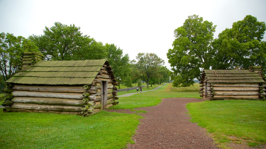 Valley Forge National Historic Park que incluye un jardín y elementos del patrimonio