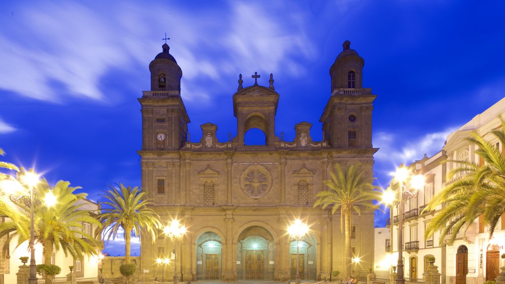 Catedral de Santa Ana caracterizando cenas noturnas, elementos religiosos e arquitetura de patrimônio