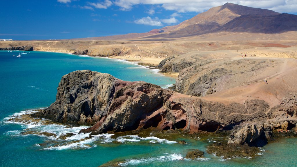 Papagayo Beach showing rocky coastline, general coastal views and a sandy beach