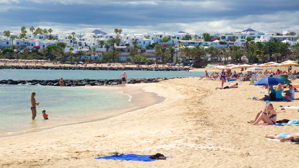 Praia Las Cucharas mostrando paisagens litorâneas, uma cidade litorânea e natação