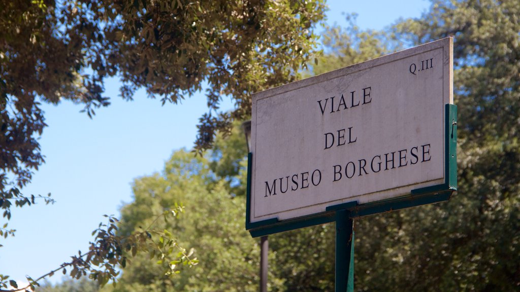 Villa Borghèse mettant en vedette signalisation