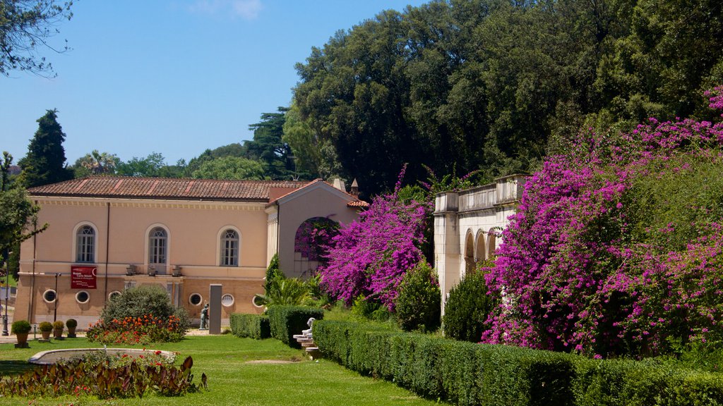 Villa Borghese caracterizando flores e uma casa