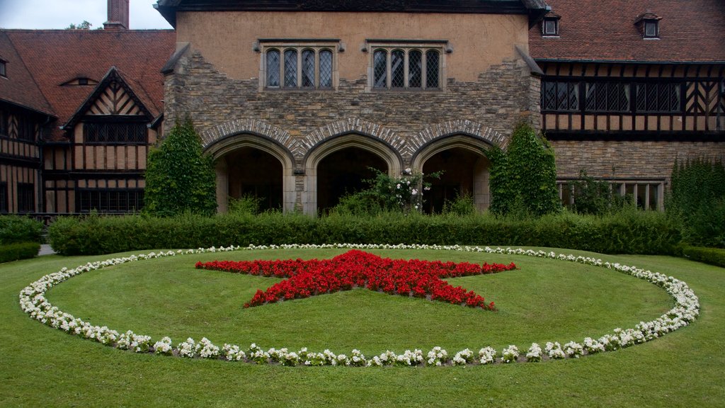 Schloss Cecilienhof which includes flowers and a park