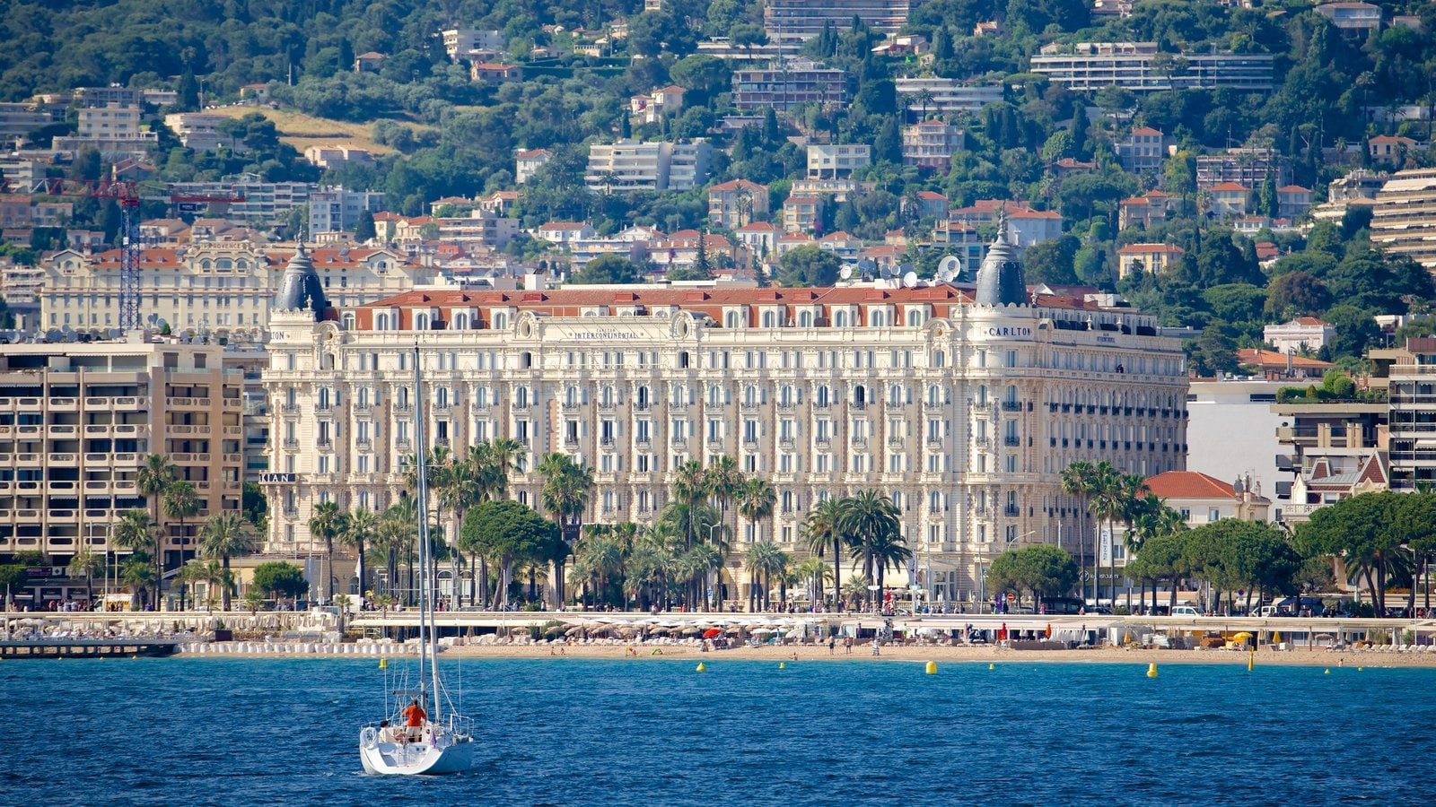 Cannes inclusief zeilen, een baai of haven en een kuststadje