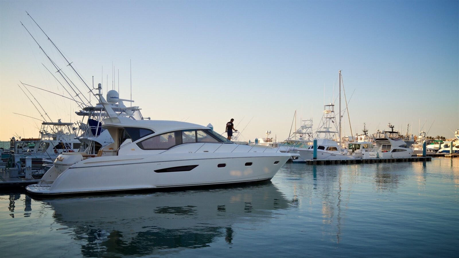Key West som inkluderar en solnedgång och en hamn eller havsbukt