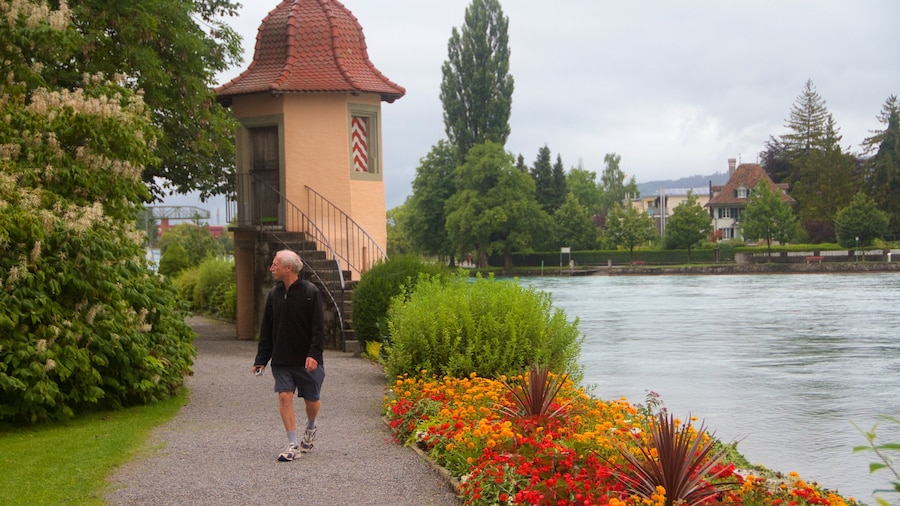Schadaupark featuring a lake or waterhole as well as an individual male
