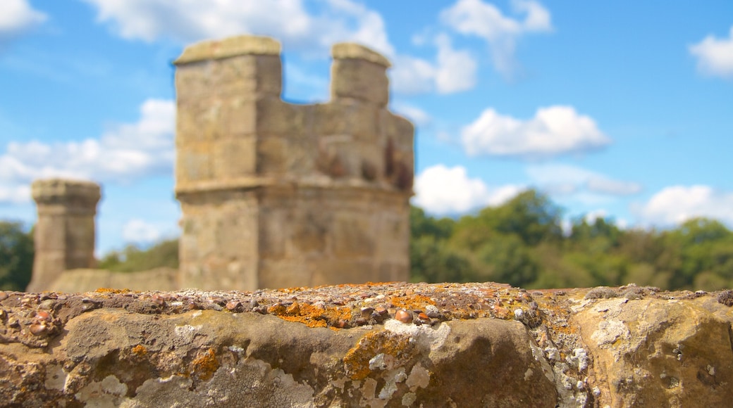 Bodiam Castle showing heritage elements, heritage architecture and a castle