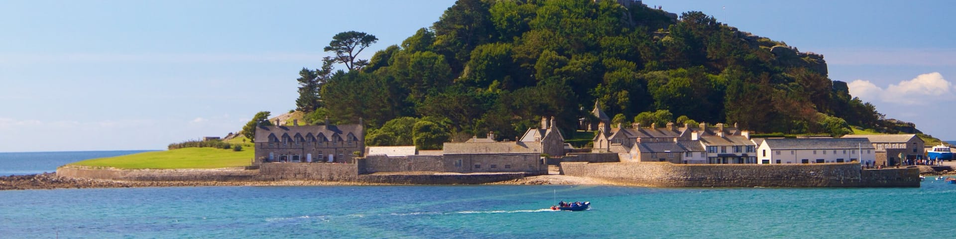 St Michael\'s Mount mettant en vedette images d\'île, patrimoine historique et château ou palais